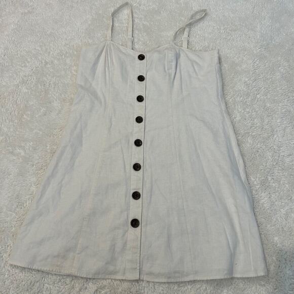 Express Dresses & Skirts - Express Womens White Button Up Dress Linen Resort Chic Summer Costal Grandmother